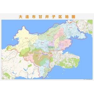 大连市甘井子区地图高清定制2020城市街道交通卫星办公会议室挂图