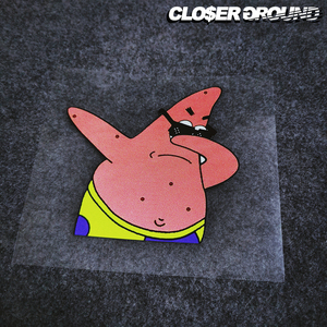 潮流嘻哈手势swag贴纸 派大星车窗创意贴 机车汽车个性装饰反光贴