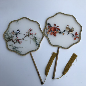 手工艺苏州文化特产镇湖苏绣湘妃竹人工双面绣舞蹈宫廷团扇礼品