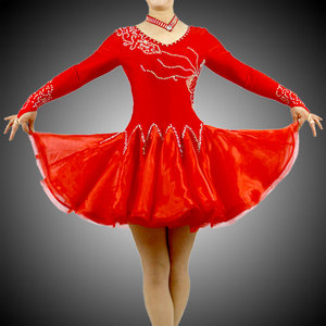 三步踩舞连衣裙拉丁舞表演出服性感专业恰恰伦巴舞蹈服装黑池比赛