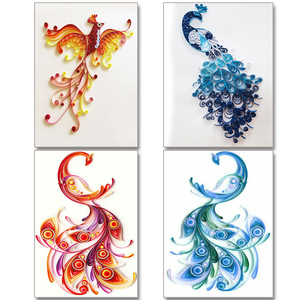 衍纸材料包a3a4孔雀火凤凰线稿图 衍纸初学者学生diy作业衍纸套装