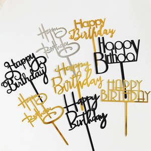 蛋糕装饰手写英文字体happybrithday亚克力甜品台生日派对插牌