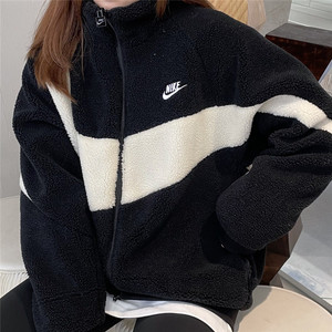 nike耐克男女羊羔绒毛大勾子双面穿休闲运动棉服夹克外套bq6546