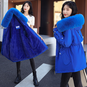 200斤冬羽绒棉服女新款大码学生棉衣韩版中长款加绒派克服外套潮