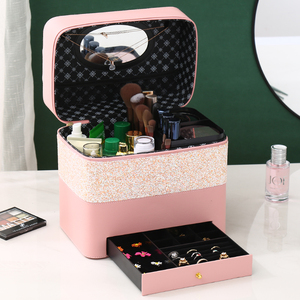便携网红手提多功能化妆箱家用大容量旅行化妆品收纳包多层带镜子