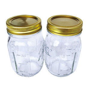 玻璃杯带盖制作酸奶隔夜杯480ML 密封罐透明刻度梅森瓶发酵空瓶
