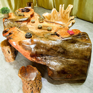 天然整体龙眼木无雕刻简约新中式泡茶桌阳台客厅小型家具木头茶几