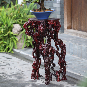 文人空间艺术印度小叶紫檀全镂空盘根香几原木红木文玩花架盆景座