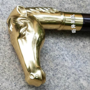 纯铜马头绅士手杖文明棍权杖生日礼物男生包邮老年人拐杖实木外贸