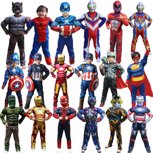 万圣节服装肌肉钢铁侠美国队长蚁人COSPLAY动漫儿童超人表演服装