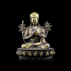 纳喜之拾藏传佛教佛堂供奉尼泊尔铜鎏金萨迦班智达佛像古玩收藏