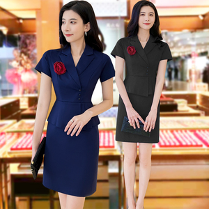 美容工作服中国黄金珠宝店职业套装售楼部前台接待女正装30人付款118