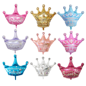 大号金色皇冠铝膜气球公主王子钻石皇冠宝宝儿童生日派对布置