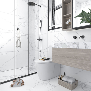 轻奢柔光爵士白色大理石纹瓷砖鱼肚白厨房卫生间浴室厕所地砖墙砖