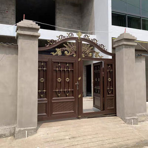 铝艺别墅大门双开门庭院门乡村院子欧式家用电动铝合金平移门定制