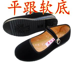 老北京布鞋女鞋高跟保洁单鞋女舞蹈鞋黑平跟工作鞋红军八路表演鞋