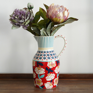 北欧设计师时尚花卉造型水升花瓶喜庆家居装饰新年插花器客厅摆设