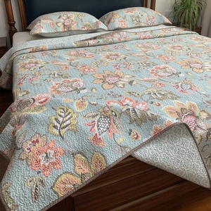 BUBU出口纯棉夏凉被美式绗缝被双人1.5米欧美床盖夏季床品三件套
