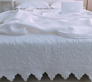韩式外贸衍缝被床盖三件套双人全棉水洗空调被纯棉夏凉水被床单