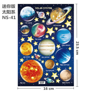 荧光贴纸宇宙太空飞船银河太阳系月亮星星儿童房装饰夜光墙贴画小