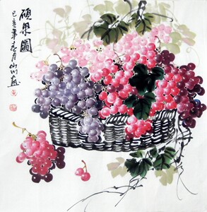 名家画写意葡萄