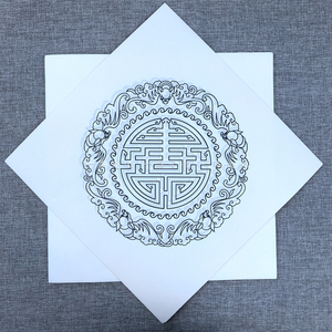 年画线稿填色门神兔年手绘年画五福捧寿抱鱼童子传统非遗复制年画
