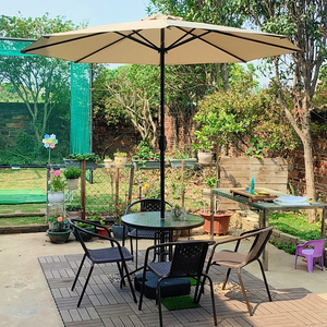 户外桌椅组合带伞室外餐桌长桌子露天院子一桌四椅庭院花园太阳伞