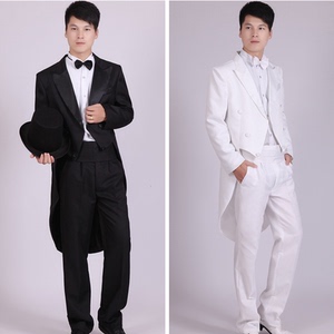 白色燕尾服魔术表演服装男士西服套装指挥服装男合唱舞蹈演出服