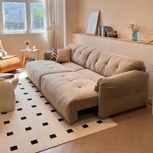 云朵沙发床小户型客厅直排奶油风电动功能可调节伸缩懒人沙发布艺