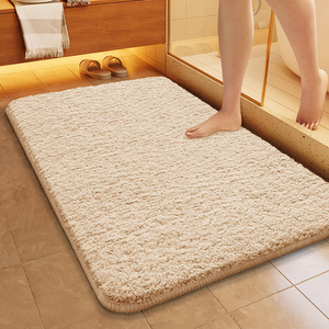 进口浴室纯色毛绒吸水地垫卧室地毯厕所垫子卫生间门口防滑垫脚垫