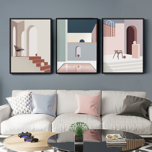 北欧风客厅装饰画现代简约风格沙发背景墙装饰三联画墙上挂画墙画
