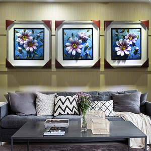 客厅装饰画三联3d立体浮雕画背景墙画北欧现代简约挂画餐厅墙壁画