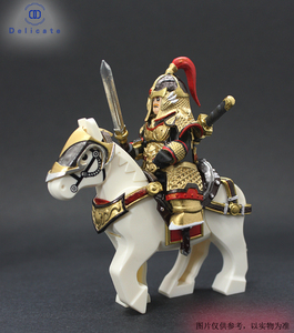 现货delicate乐高第三方潮玩人仔积木国风隋唐明光铠骑士套装送马