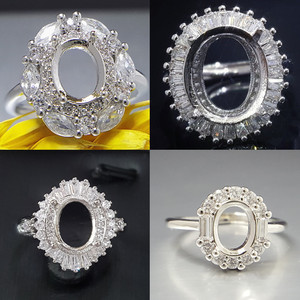 轻奢多款 S925银戒指空托 推方公主方钻水晶翡翠玛瑙宝石镶嵌配托