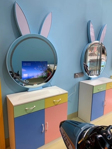 儿童理发椅兔子镜台美发店镜子发廊专用网红镜落地剪发镜挂墙镜台