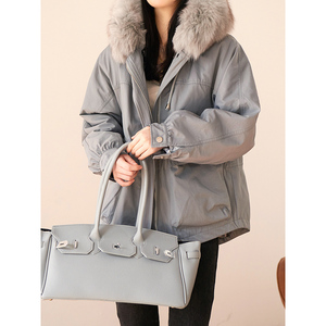 两穿獭兔毛内胆可拆卸短款派克大衣皮草尼克服外套派克服女