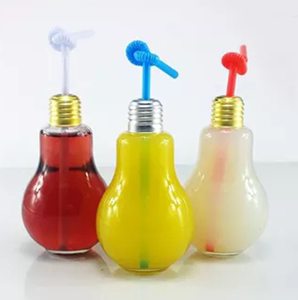 灯泡艺术吸管100根玻璃瓶 创意酸奶杯果汁奶茶店饮料瓶送吸管