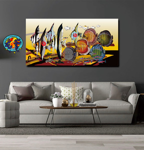 埃及神仙鱼装饰画客厅七彩神仙鱼油画南美鱼有框喷绘简约现代单幅