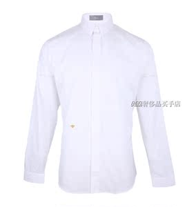 香港代购 18新款 dior/迪奥 男士白色长袖棉质金丝刺绣小蜜蜂衬衫