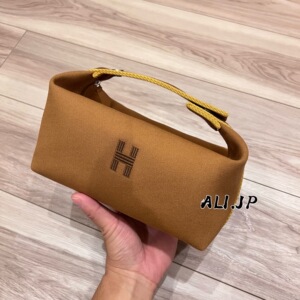 【ali日本代购】hermes 爱马仕 棕色芝麻色 洗漱包 化妆包 午餐包