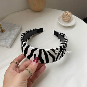 洗脸发箍头饰女pu仿皮斑马纹头箍条纹压发宽边带齿防滑发卡发夹