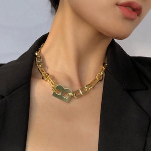 欧美个性夸张b字母古巴项链女潮嘻哈小众设计感锁骨链简约气质女
