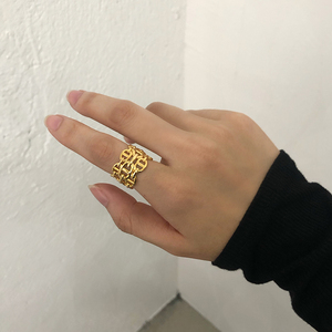 欧韩欧美戒指女小众设计冷淡风个性时尚金色简约潮人开口食指指环