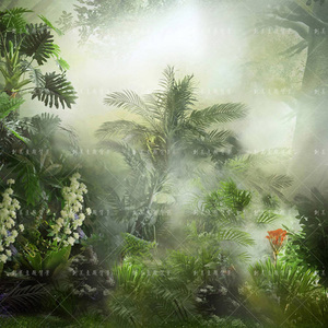 精灵室内影棚油画森林婚纱拍照背景纸室外梦幻春天森林写真喷绘布