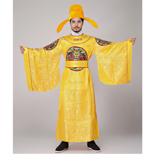 男士黄色唐朝皇帝大臣龙袍李世民宽袖同款影视话剧舞台服装租赁