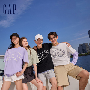 Gap男女装2024夏季新款纯棉字母logo圆领短袖T恤基础款上衣544464