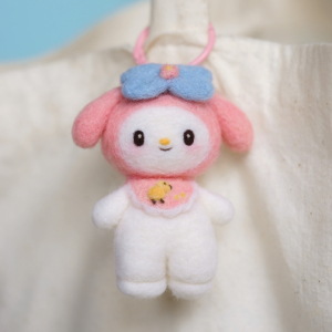 803人付款淘宝羊毛毡戳戳乐手工diy刺绣材料包可爱红伞伞野蘑菇胸针扣