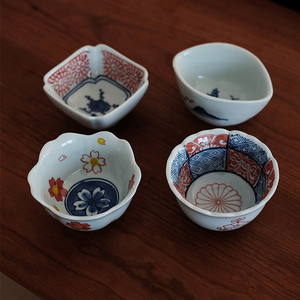 朴简杂货 中式釉下彩手绘陶瓷小碗 甜品碗小食碗酱料碗味碟