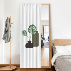 镜子挡煞遮挡帘布全身镜滑轨式拉帘盖镜子的布帘衣柜穿衣镜装饰帘