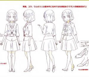 日系超萌少女人体五官面部线稿彩稿表情设定图 三视图四视图人设